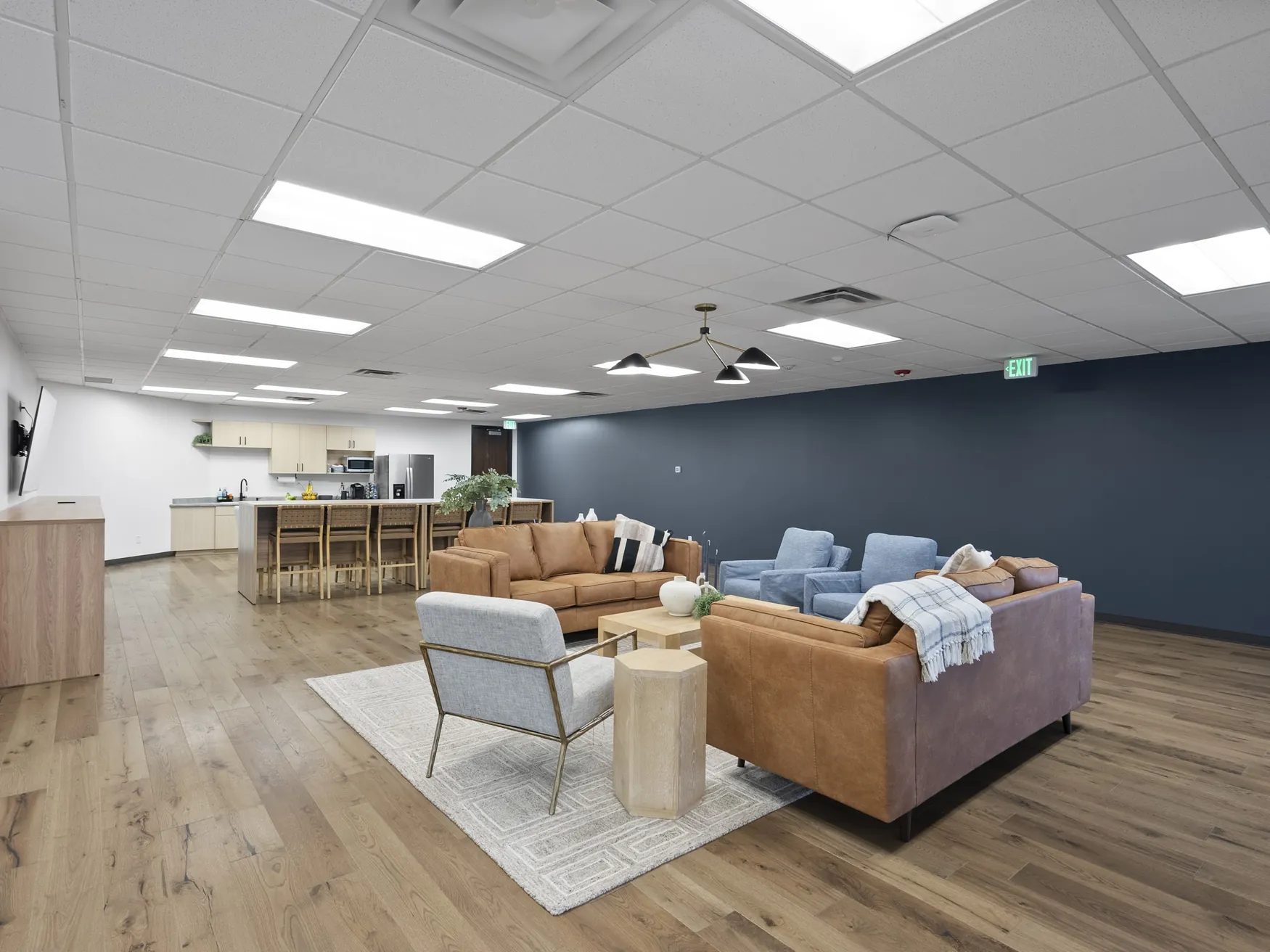 Completed commercial office break and lounge area
